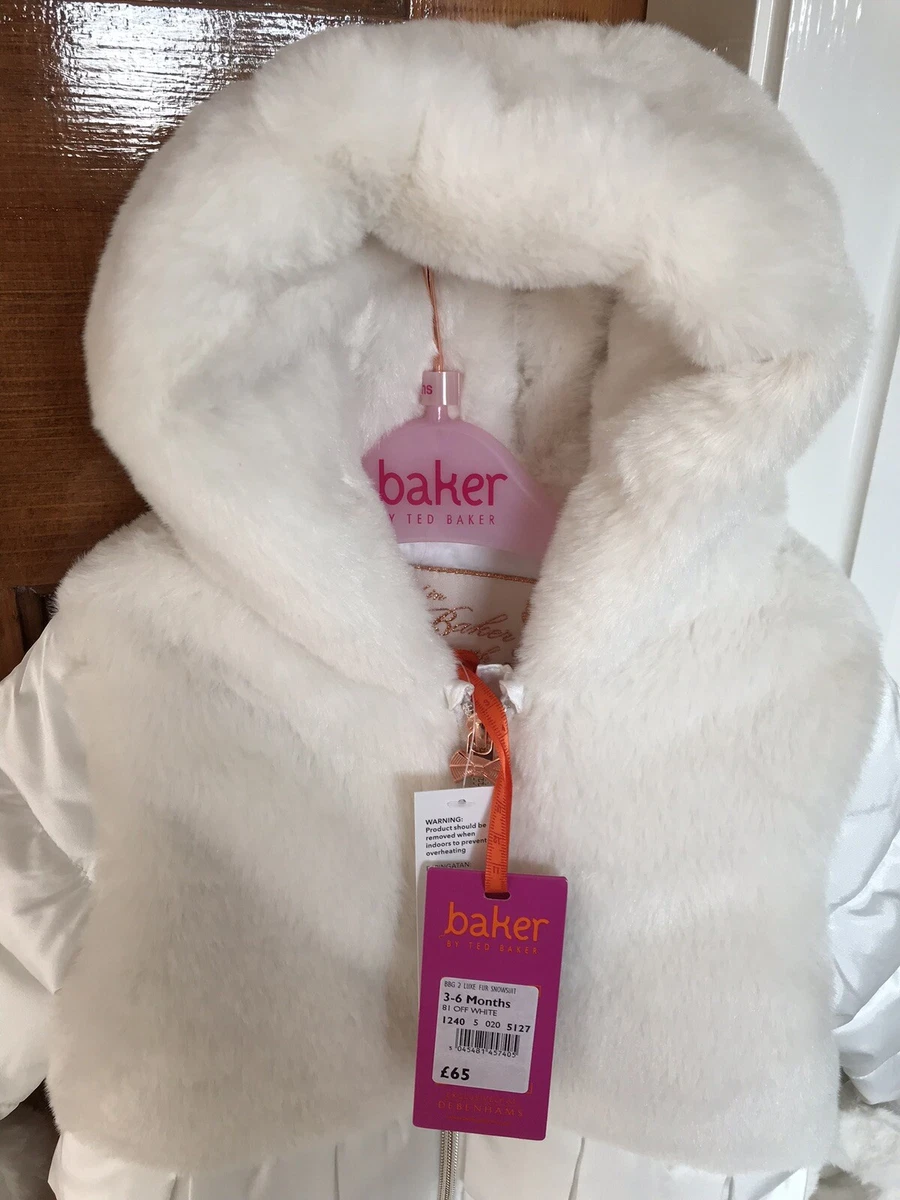 Ted Baker Faux Fur Cream Off White Padded Snowsuit Age 3 6 months