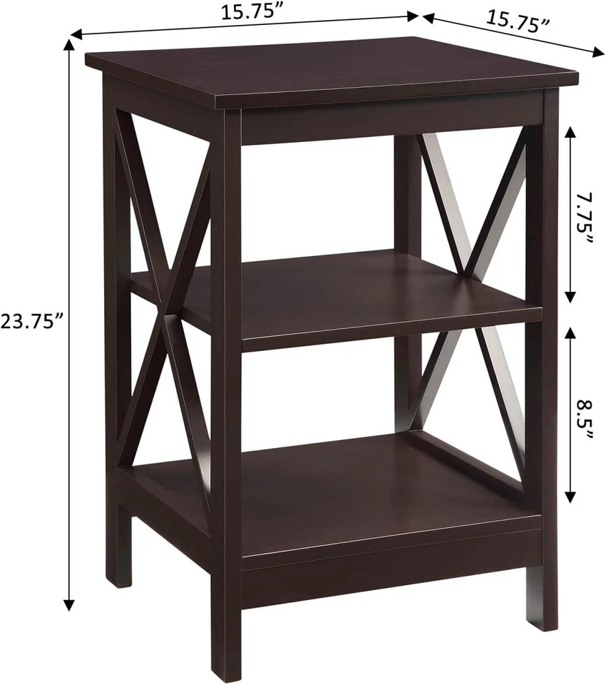 Oxford End Table 15.75" - Modern Living Room Table with Storage Shelves, Transit - Image 3 of 4