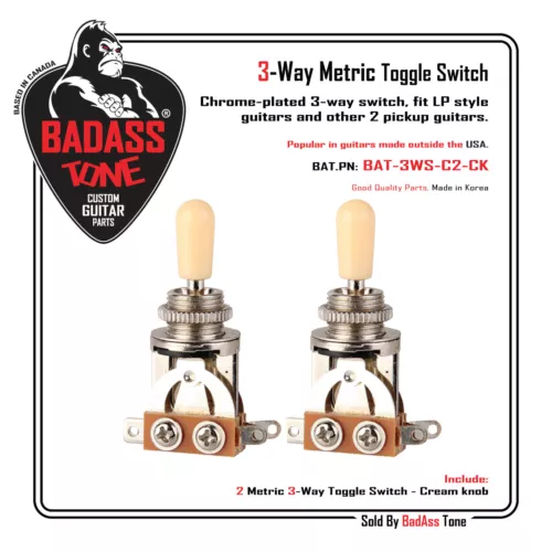 3 Way Toggle Switch - Chrome / Cream Tip - Les Paul Epiphone - Qty (2)
