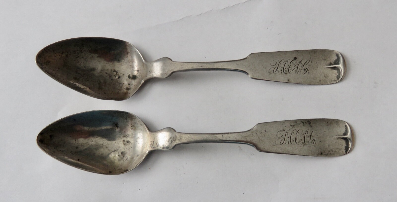 Pair of Teaspoons Southern Coin Silver Wm Carrington & Co. Charleston