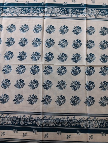 Roma Fabric Boarder Floral Cotton Teal VTG Decor Cottagecore 43"x144" Country - Picture 4 of 6