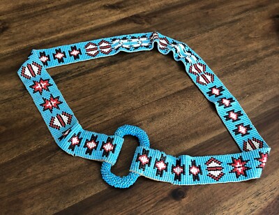 Vintage Southwest Blue-Turquoise Seed Bead BELT Native 