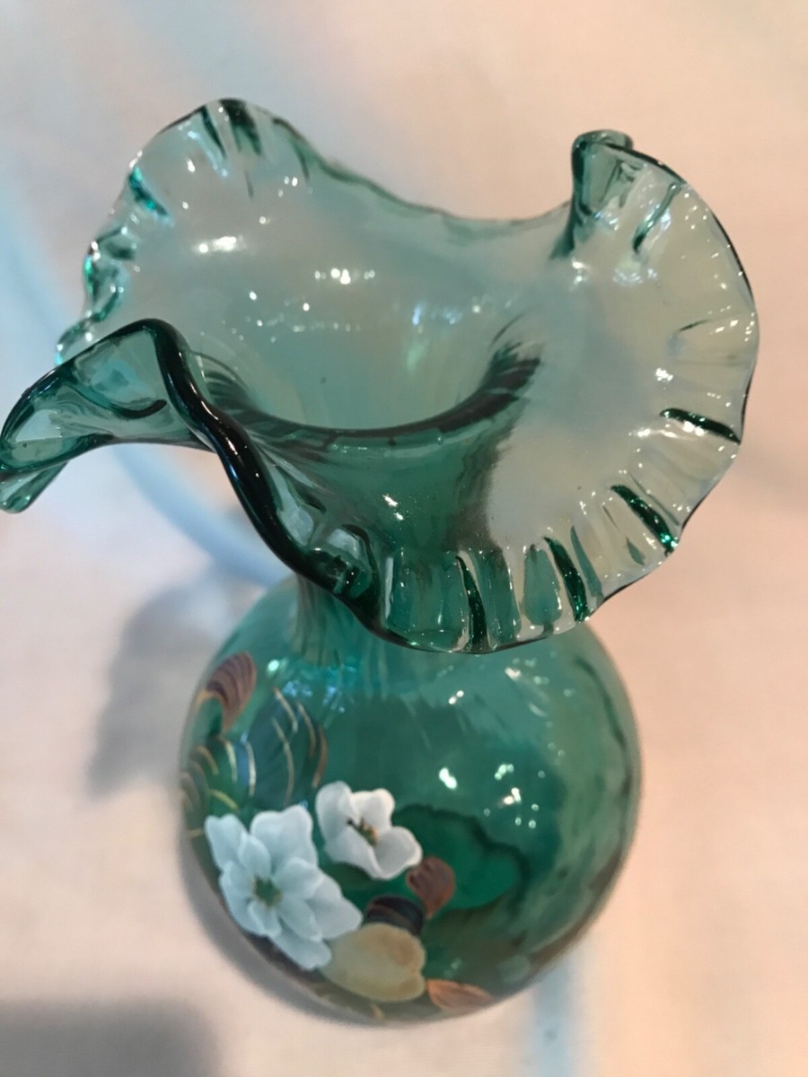 Fenton Art Glass Thomas Fenton Signature Spruce Green Magnolia and