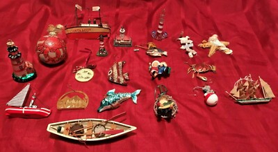 Nautical, Fishing, Sealife, Ship and Lighthouse Themed Christmas Ornaments #1