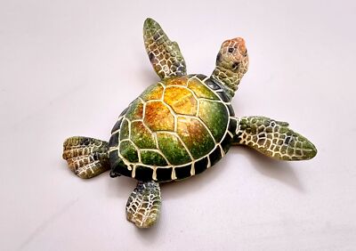 Green Sea Turtle Figurine Painted Resin (1 turtle approx. 4 inches long)
