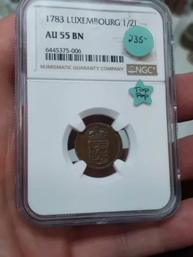Luxembourg 1783 1/2 Half Liard NGC AU55