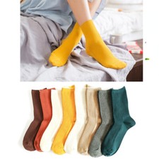 5 Pairs of spring ladies solid color breathable anti-bacterial cotton socks