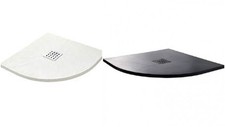 32mm  Luxury Modern Quadrant Shower Tray Slate Effect Graphite & White 800-900mm