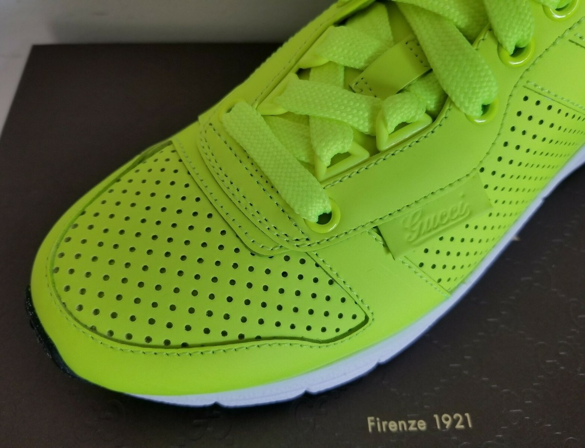 NIB GUCCI NEON GREEN LEATHER 369088 IPANEMA LOGO RUNNING SNEAKERS 7 US 8 GUCCI IPOMENA NEON GREEN LOGO WOMEN main image 3
