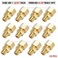 Brass Compression Tube Fitting , 3/8" OD TUBE x 1/8" NPT Male ( 12-PACK)