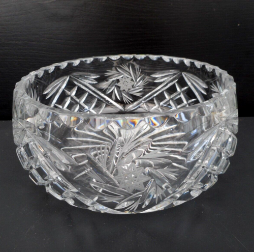 Cięta kryształowa miska na owoce / drobiazgi - 22 cm (9") średnica - 2 l (4,4 litra) - koła zębate - Zdjęcie 1 z 5