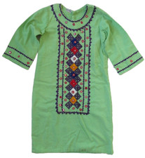 Kids Boy's Girl's Kurta Kurti Green Embroidered Tunic Top Dress Shirt L Large