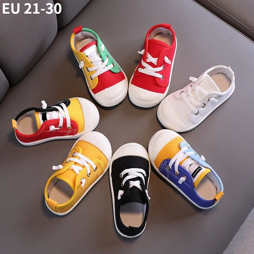Kinder Jungen Mädchen Casual Pumps Canvas Low-Top Flache Trainer Bunte Schuhe - Bild 2 von 32