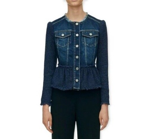 Rebecca Taylor Peplum Jean Jacket Size 