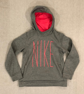 Nike Hoodie Girls XL Dri-Fit Fleece Lined Sweatshirt Gray Pink Spell