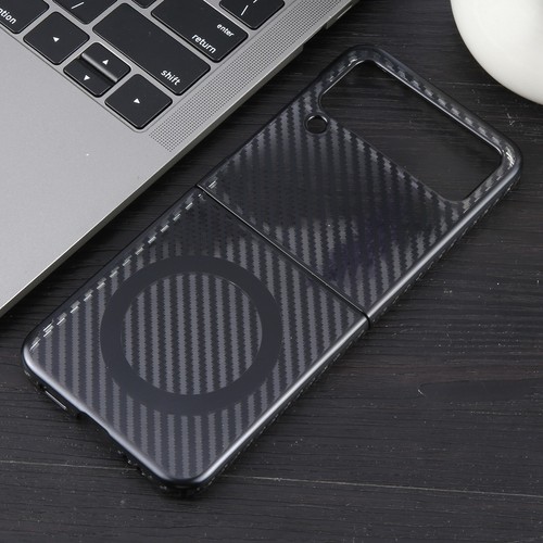 For Samsung Galaxy Z Flip4 6D Plated Carbon Fiber Clear Magsafe PC Phone Case - Photo 2 sur 2