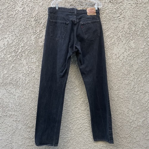 Vintage 90s Levi’s 501 0660 Black Button Fly Jeans 36x36 USA Denim - Imagen 4 de 11