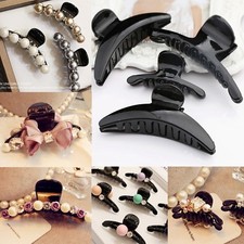 Craft Black Plastic Curved Hair Jaw Claw Clip Clamp Folding Clips 1.5"-4.6" Size