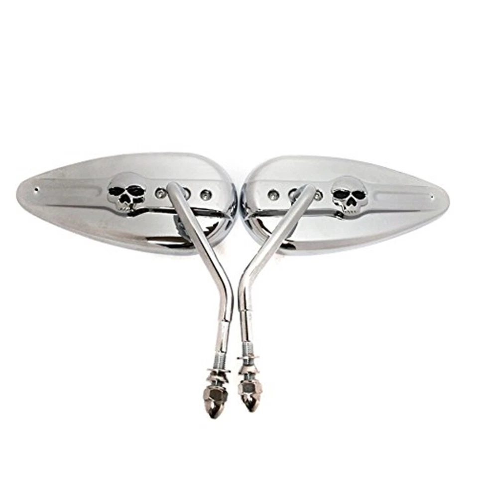Espejos retrovisores laterales cromados con calavera para Harley Springer Softail EFI Sportster 1200 personalizados Foto 2 de 4