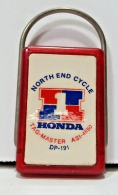 #ad North End Cycle Honda Red Tag Master Salesman Sample Keyring Keychain VGC $10.00