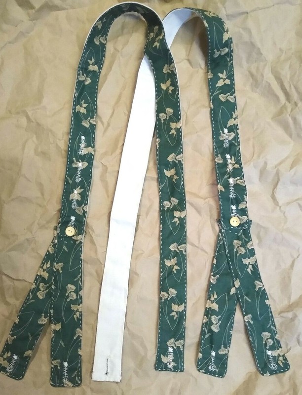 Civil War SALE SALE Handsewn Suspender Confederate Union DRK GREEN GOLD Cotton