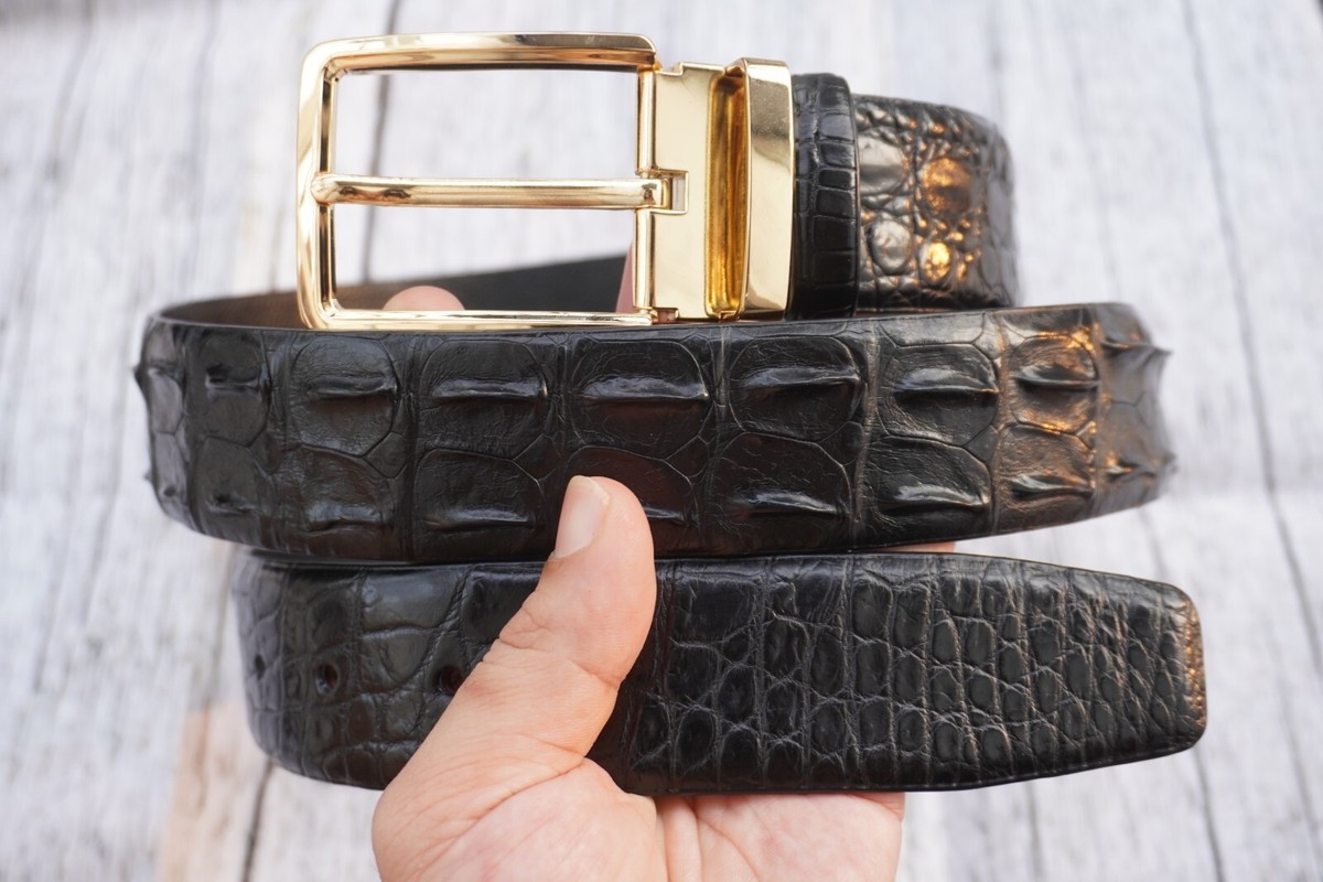 Comme des Garçons Crocodile Leather Belt Black Genuine CROCODILE Hornback Belt Skin Leather Men's -W