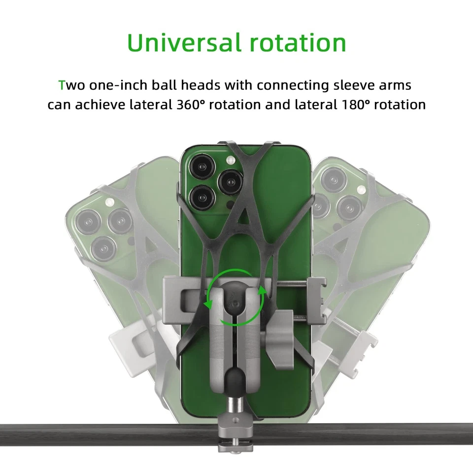 FANAUE Motorcycle Phone Mount Rearview Mirror Clip U-Bolt Base 360° Adjustable - Image 2 of 4