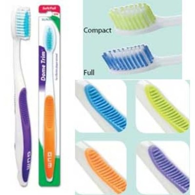 Dome Trim Adult Ultra-Soft Compact Head Toothbrushes 12/Box Soft-Grip Handle