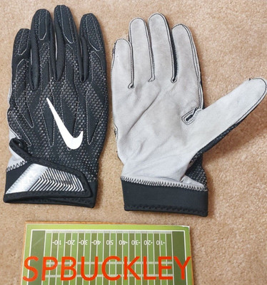 NIKE SUPERBAD 4 ADULT PADDED FOOTBALL GLOVES, LEATHER PALMS, NFL ISSUED, PGF454