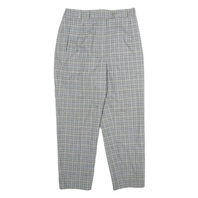 PRIESS Damen Wollmischung Grau Kariert Regular Fit Straight-Leg Hose W28 L26