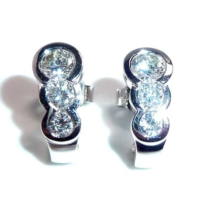 Ohrringe Ohrstecker 750 Gold / Weißgold 1.02ct. Diamanten Brillanten 2 x 0.30 ct - Bild 1 von 4