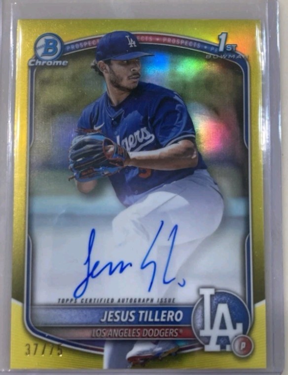 Jesus Tillero True Yellow Refractor Auto #/75  🔥2025 Bowman 1st Bowman Chrome