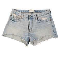 Abercrombie  Fitch Mid Rise Boyfriend Denim Shorts Light Wash Distressed 29