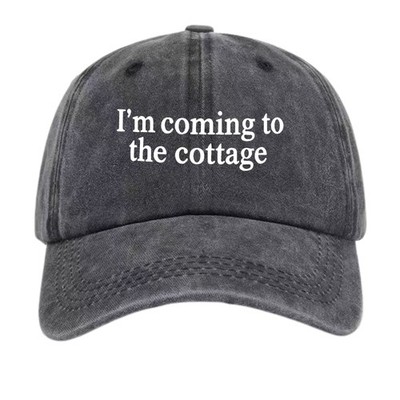 Cottage Vacation I'm Coming to the Cottage Washed Pink Adjustable Dad Hat