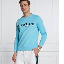 BOSS by Hugo Boss Light Blue Graphic Logo Sweatshirt Turquoise Size L