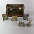 Marx Vintage Tin Litho Kitchen Newlyweds Home Town Series  Box Parts,  1930s