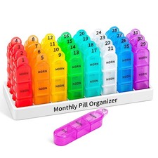 Daviky Monthly Pill Organizer 3 Times a Day - 30 Day, Easy Use, BPA-Free