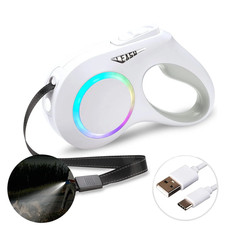 Dog Leash with LED Light for Night Walks, 16FT Rechargeable Dog Walking Leash wi