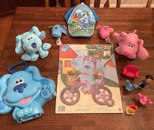 Blues Clues Lot Figures Josh Case Magenta Plush Vintage Puzzle Hat Nickelodeon