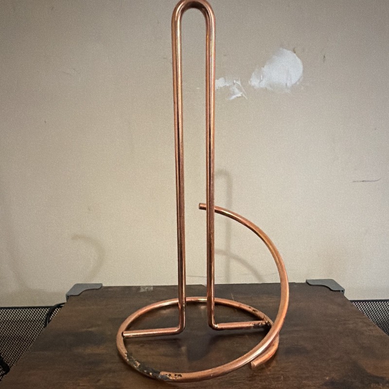 Copper Plated Metal Freestanding Paper Towel Holder, Modern Solid