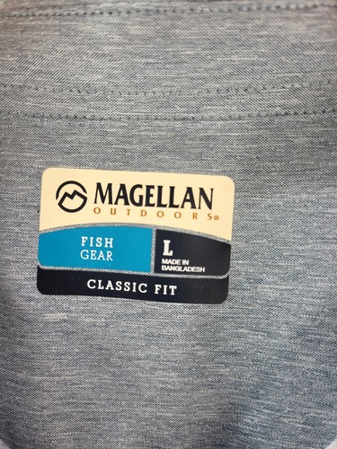 Magellan Womens Size L Catch Henley Outdoors Fish Gear Blue Shirt Long Sleeve - Picture 5 of 12