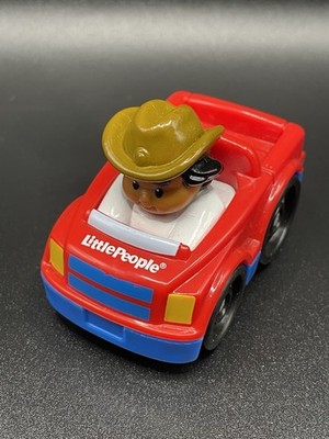 Fisher-Price Little-People Wheelies Red Pickup Truck with Driver in Cowboy Hat