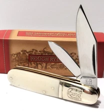 Rough Ryder Smooth White Natural Bone 2 Blade Barlow Folding Pocket Knife RR198