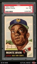 1953 Topps #62 Monte Irvin Giants DOUBLE-PRINT HOF PSA 6 - EX/MT