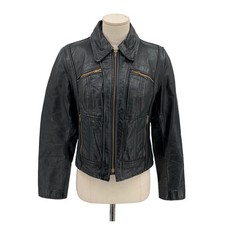 Vintage Wilson's Leather Moto Motorcycle Caf Racer Jacket Womens Size 8