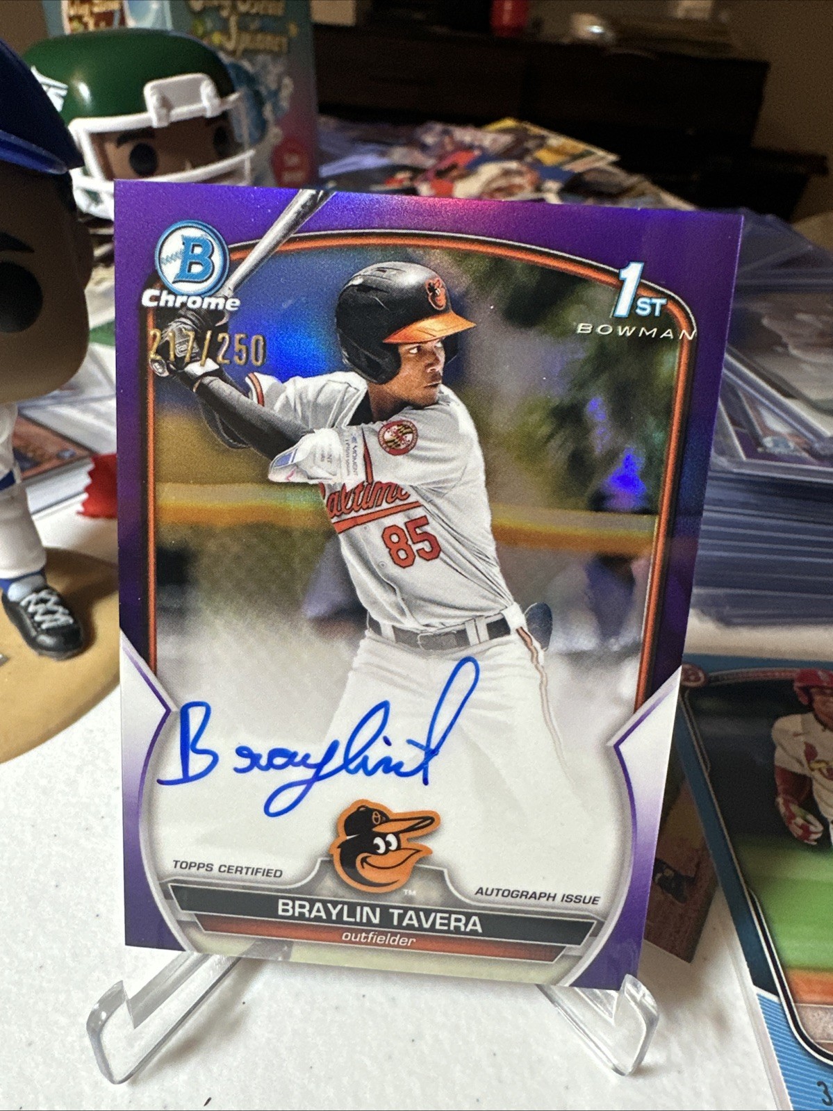 2023 Bowman Chrome Braylin Tavera 1st Auto Purple Refractor #D /250