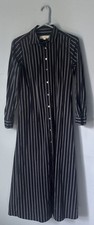 LOFT Navy And White Striped Button Long Front Dress Size 2