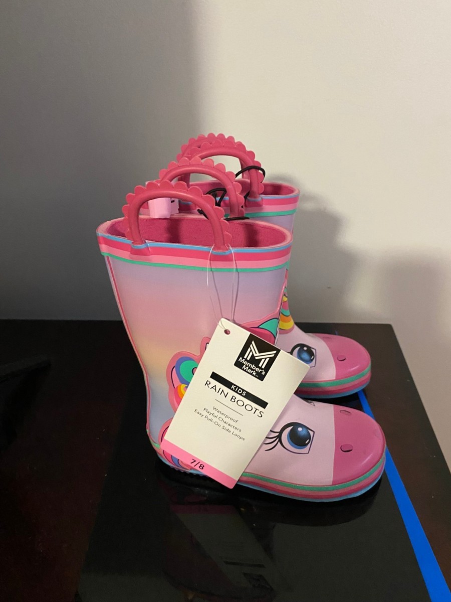 BRAND NEW TODDLER GIRL'S SIZE 7/8 MEMBER'S MARK RAIN BOOTS