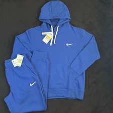Nike Club Fleece Pullover Men's 2 Piece Sweatsuit Blue Tracksuit Size Medium