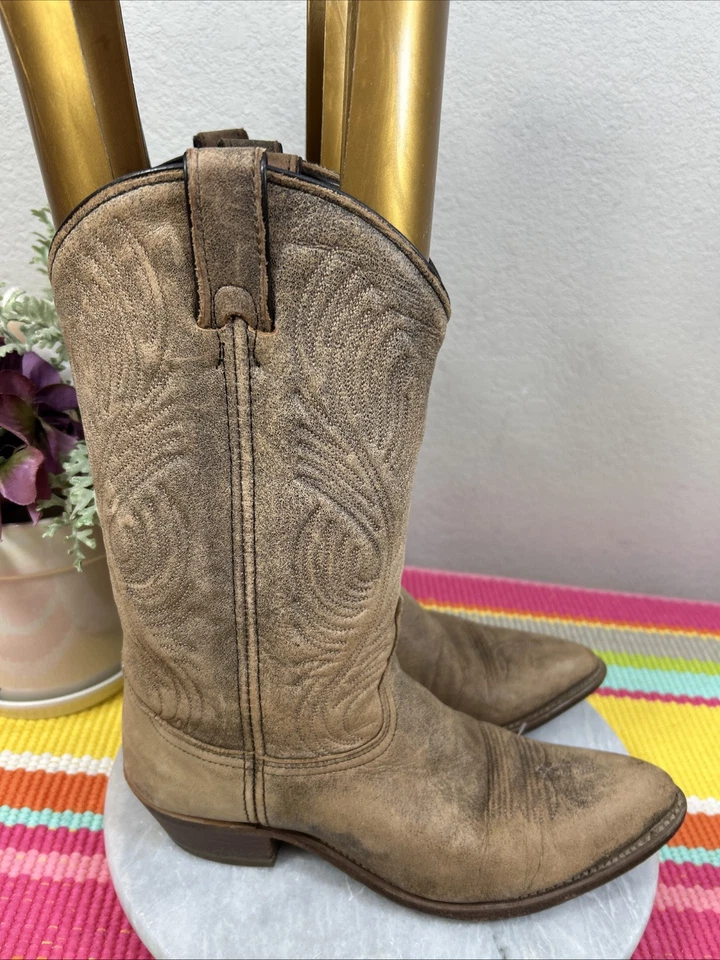 Botas occidentales de rodeo de cuero envejecido marrón salvia Abilene para mujer talla US 8,5 M Foto 4 de 4